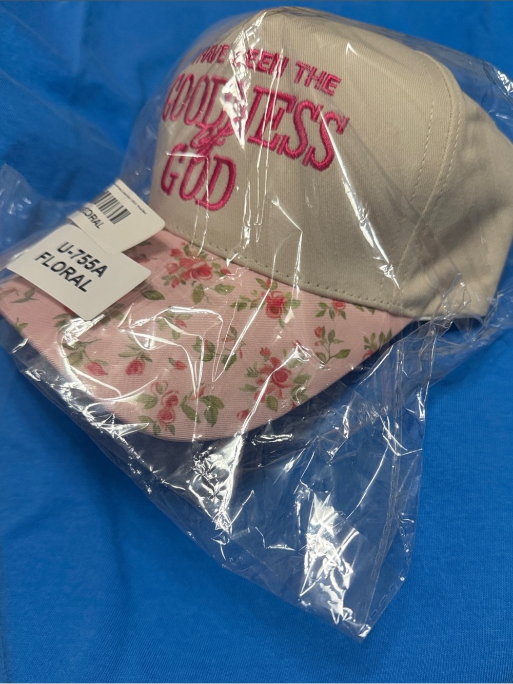 Zenana Faith Based “Goodness of God” Baseball Cap with Pink Embroidery - Picture 5 of 6